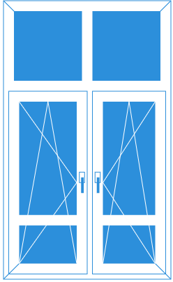 Дверь двухстворчатая с двумя форточками